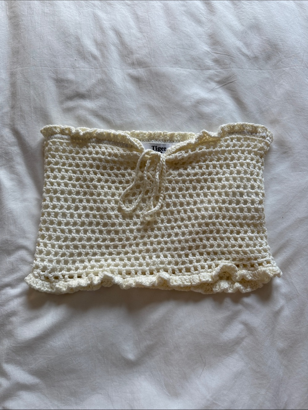 Tiger Mist Cream Crochet Crop Top